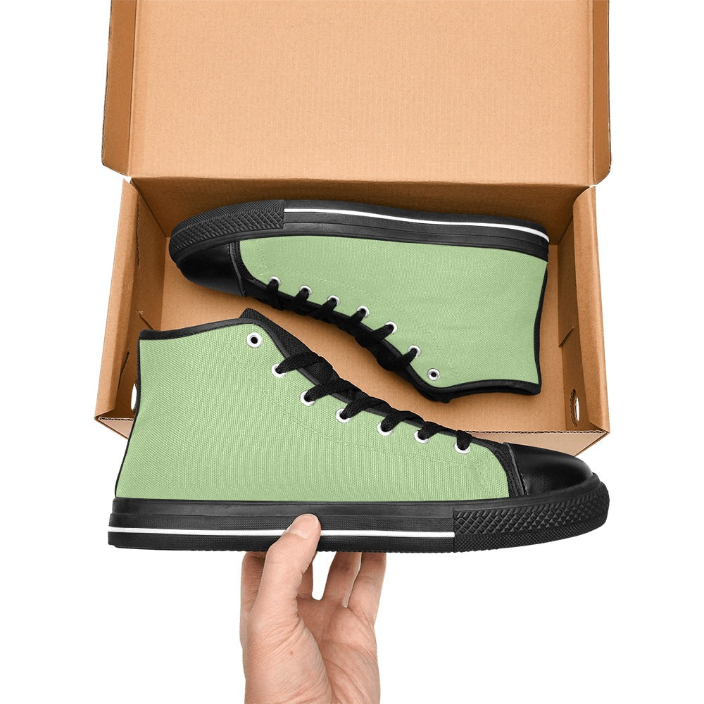 Mint Green Men's High Top Canvas Shoes
