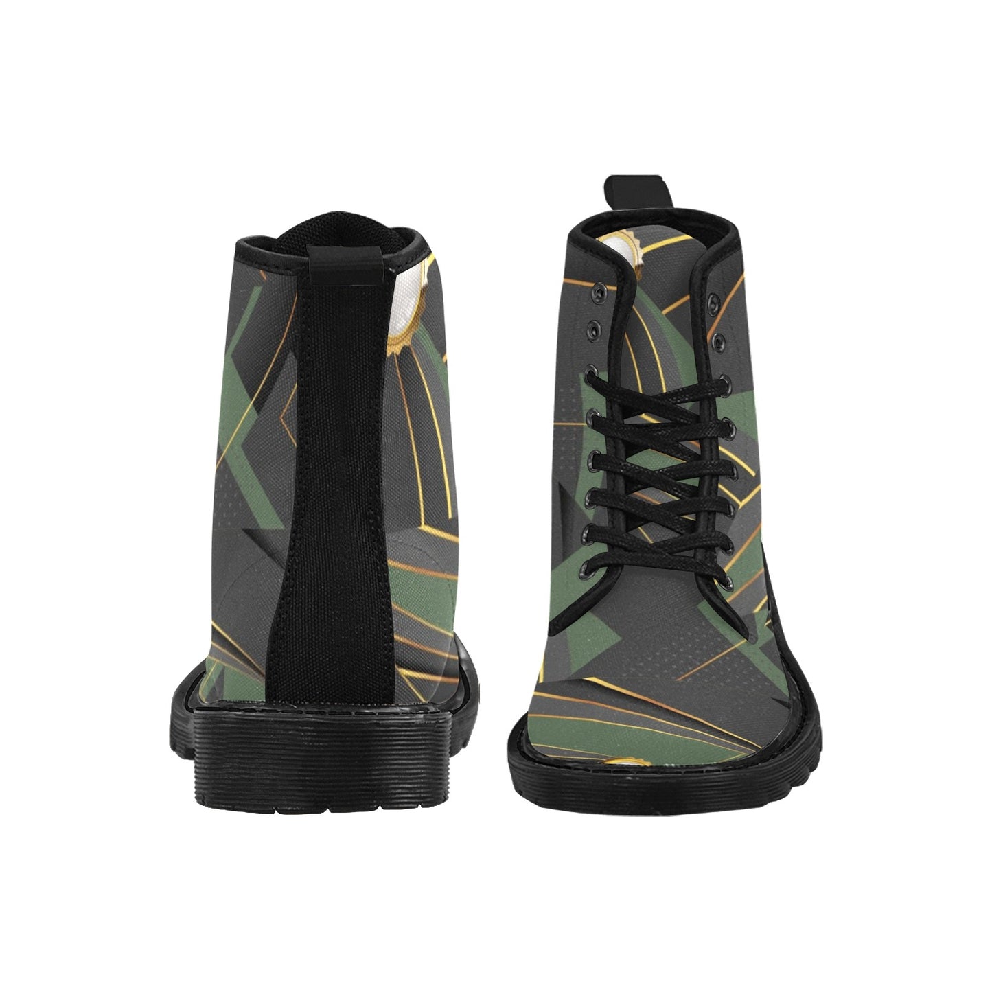 Green Abstract Custom Canvas Boots for Men