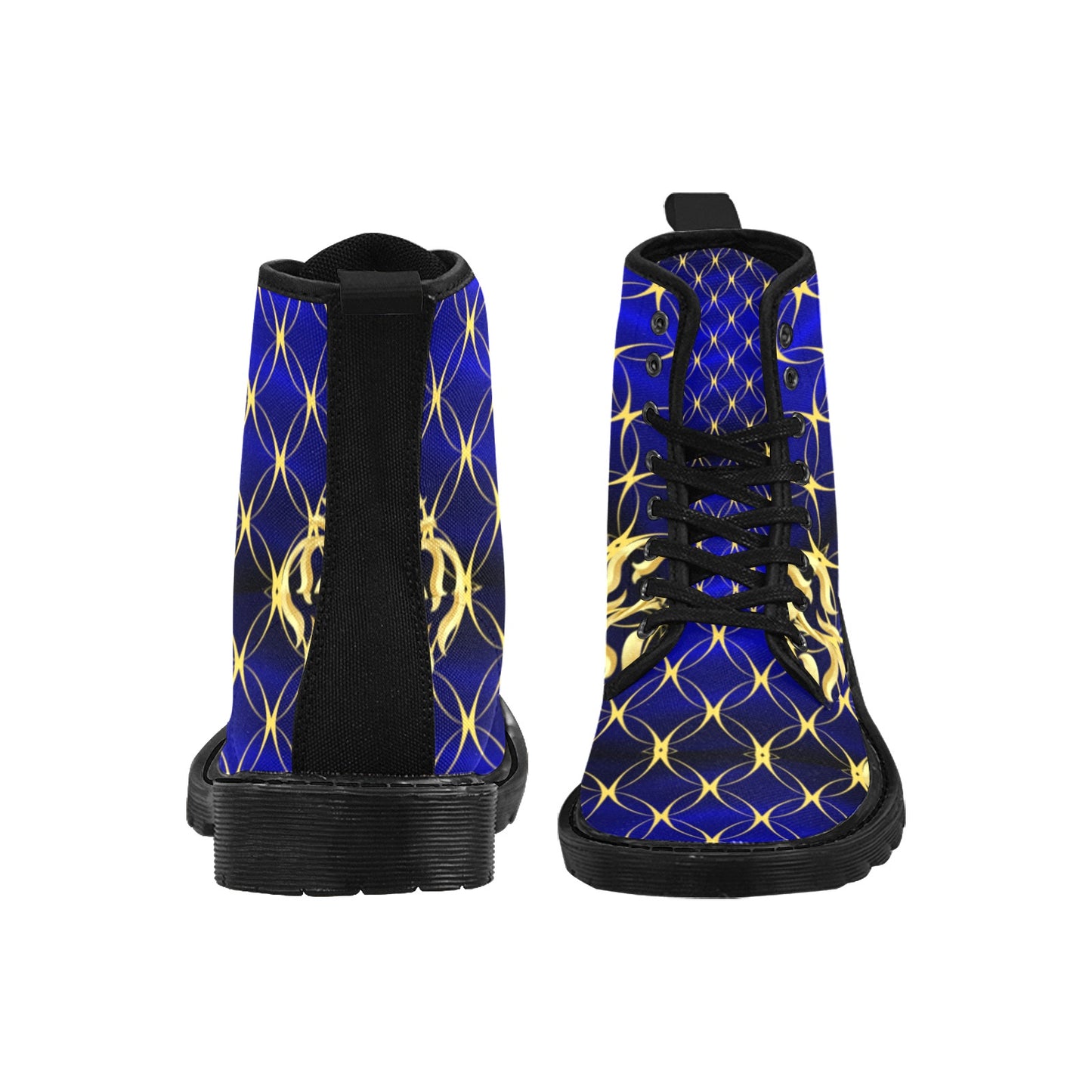 Royal Blue Fashion Custom Canvas Boots for Men