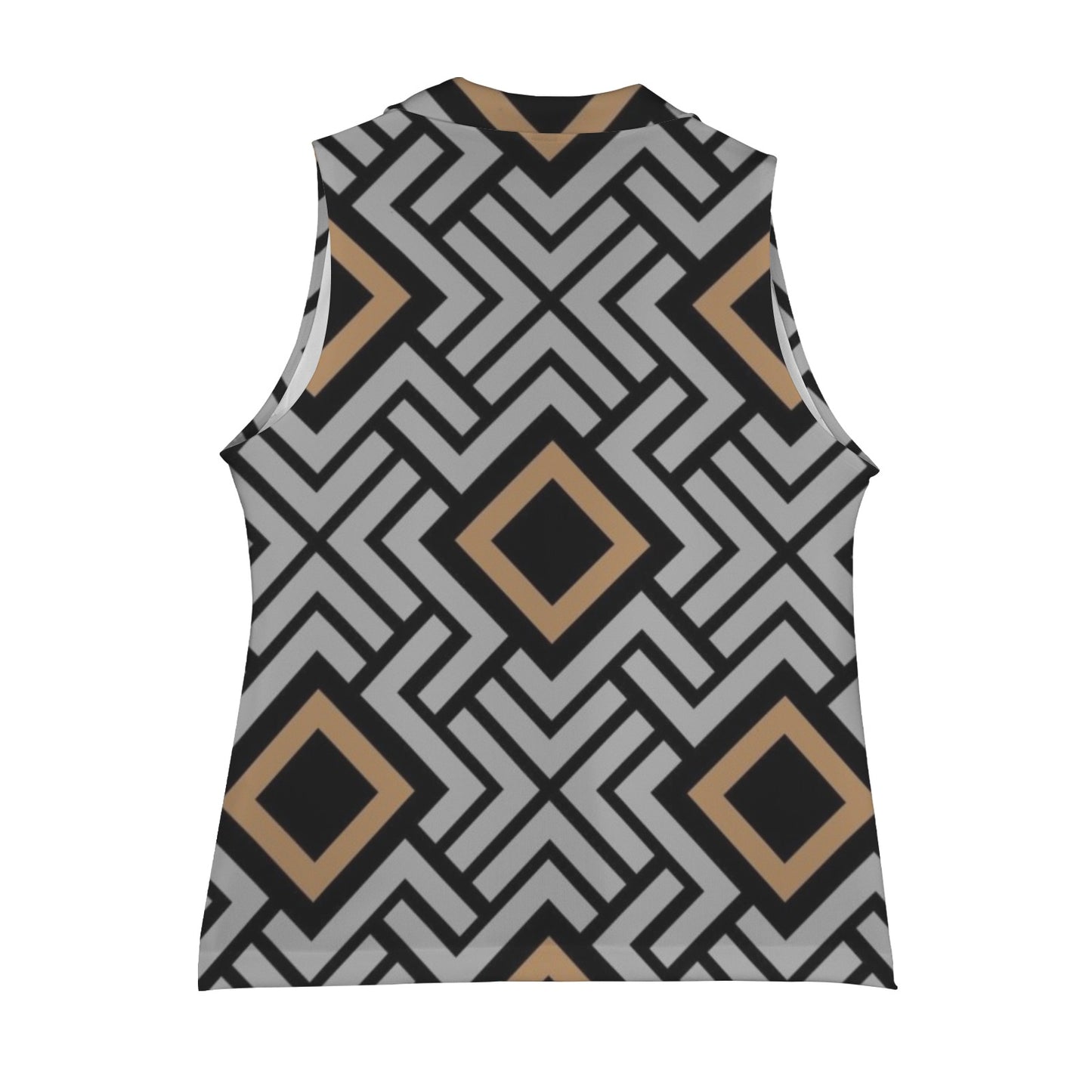 Gold and Black Lines Women's Sleeveless Blazer