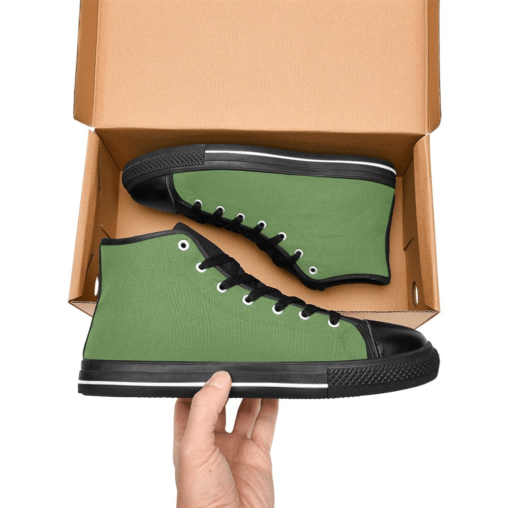 Green Men's High Top Canvas Shoes