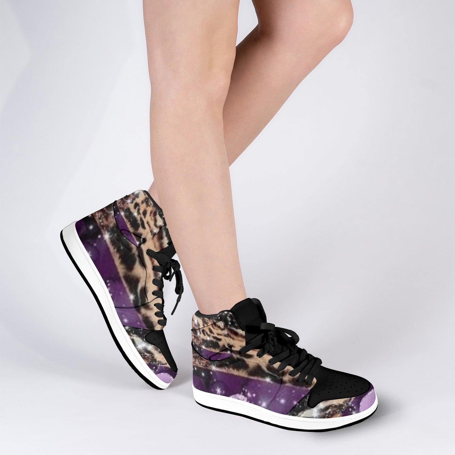 Purple Print Women's High Top Sneakers
