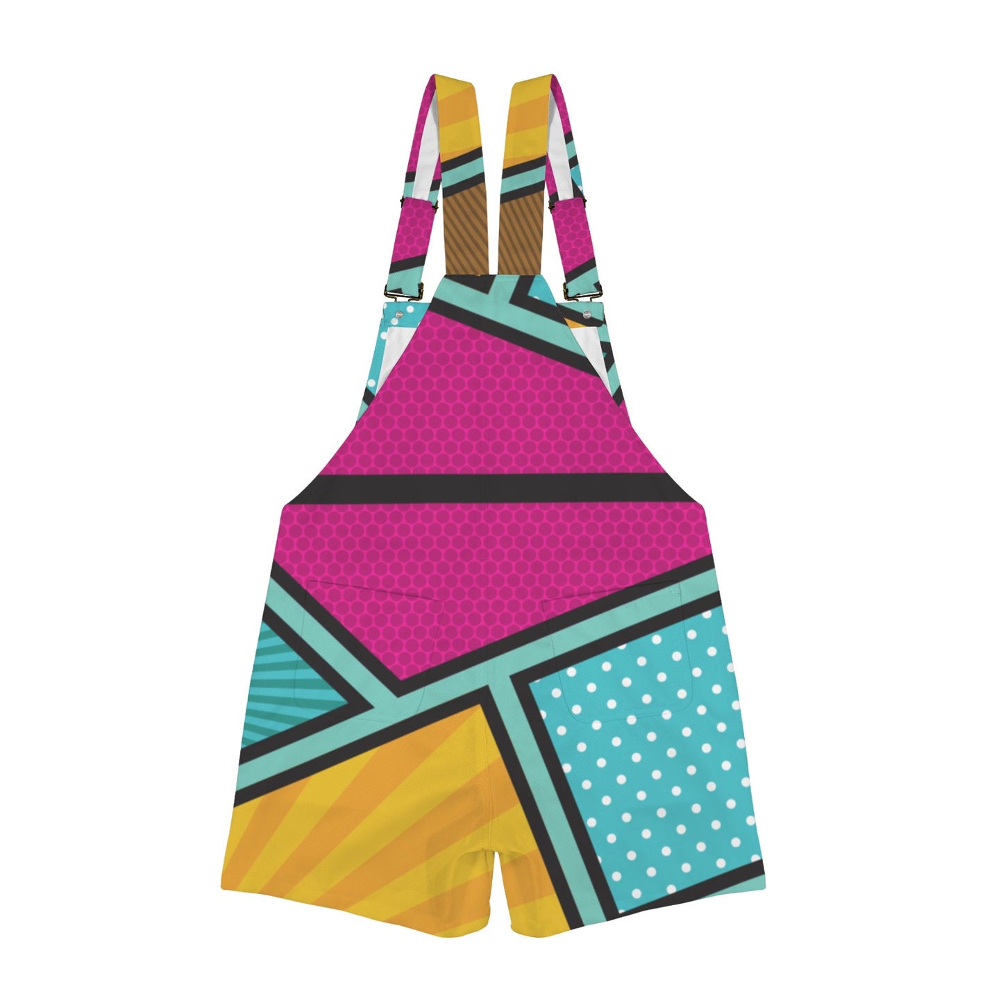 Geo Colorful Unisex Shorts Suspender Jumpsuit