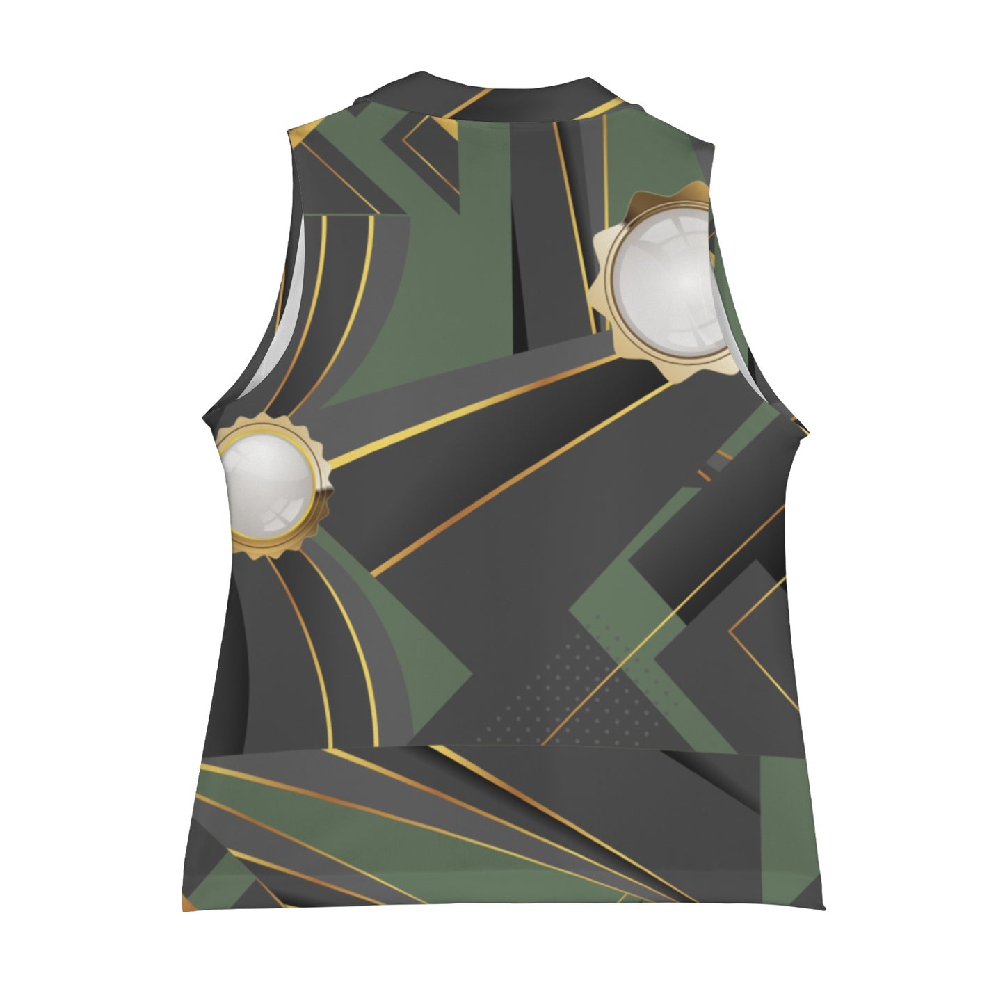 Green Abstract Women's Sleeveless Blazer