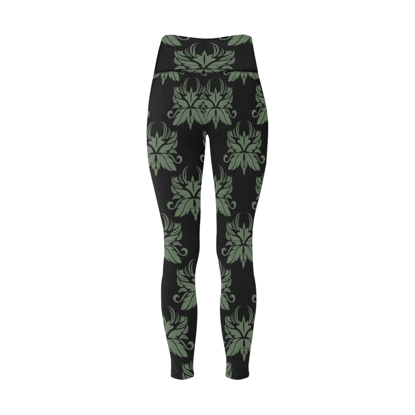 Black and Green High-Waisted Leggings