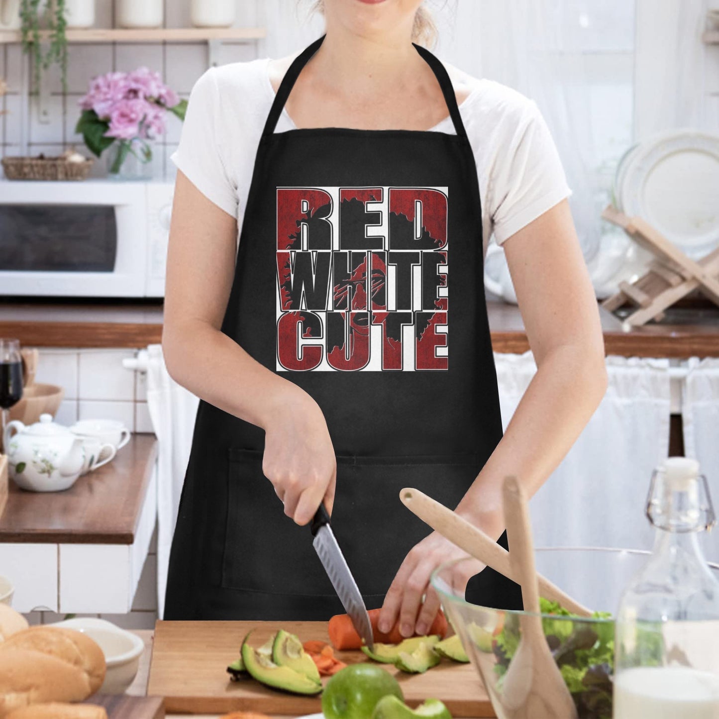 Red, White & Cute Waterproof Apron for Women