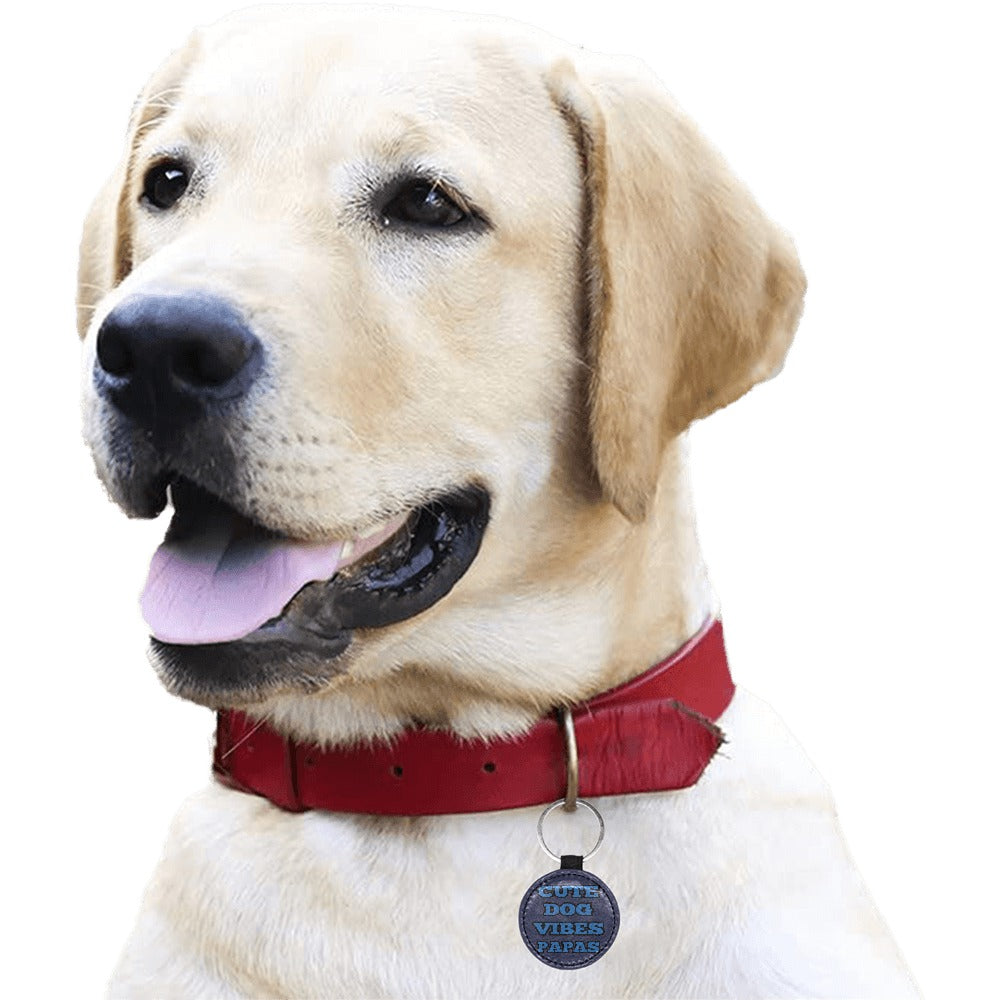 Cute Dog Vibes Round Pet ID Tag Choose Your Design