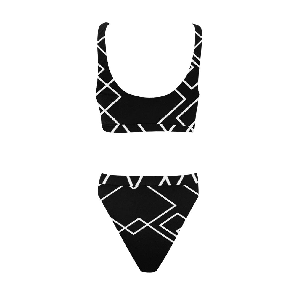 Black Squared Sport Swimsuit