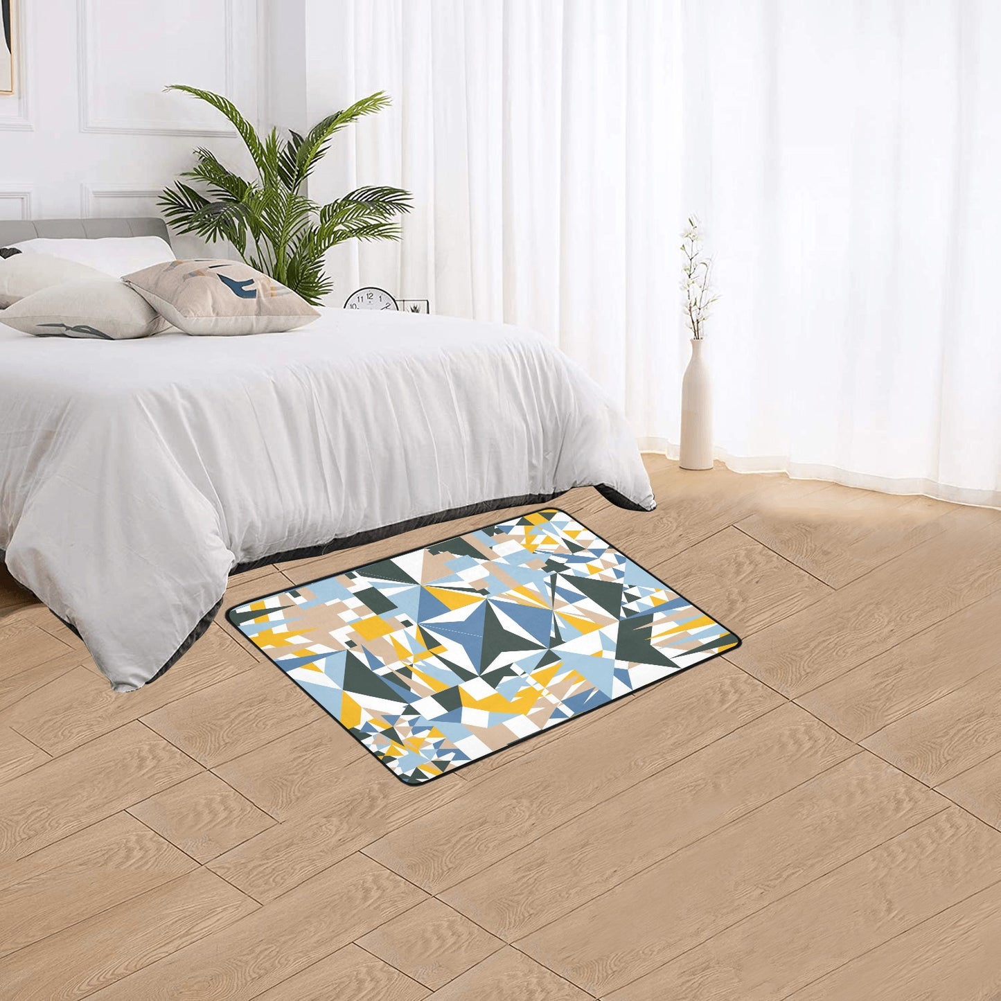 Blue Abstract Area Rug with Black Binding 2'7"x 1'8‘’