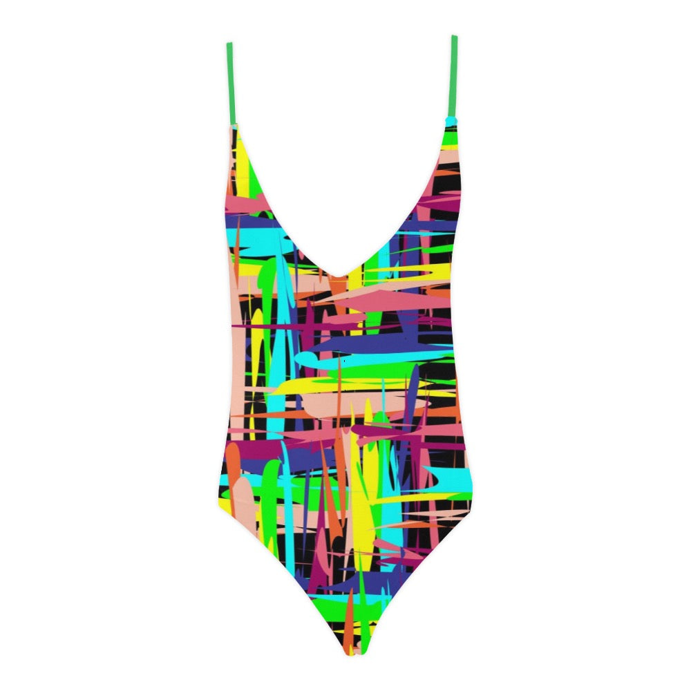 Colorful Lights Sexy Lace Backless One-Piece Swimsuits