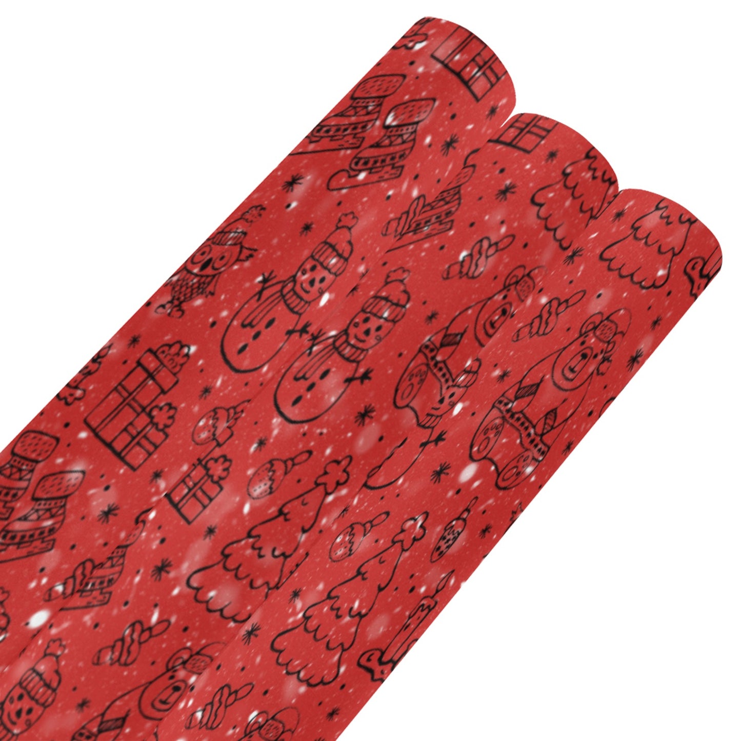 Red Christmas Gift Wrapping Paper 58"x 23" (3 Rolls)