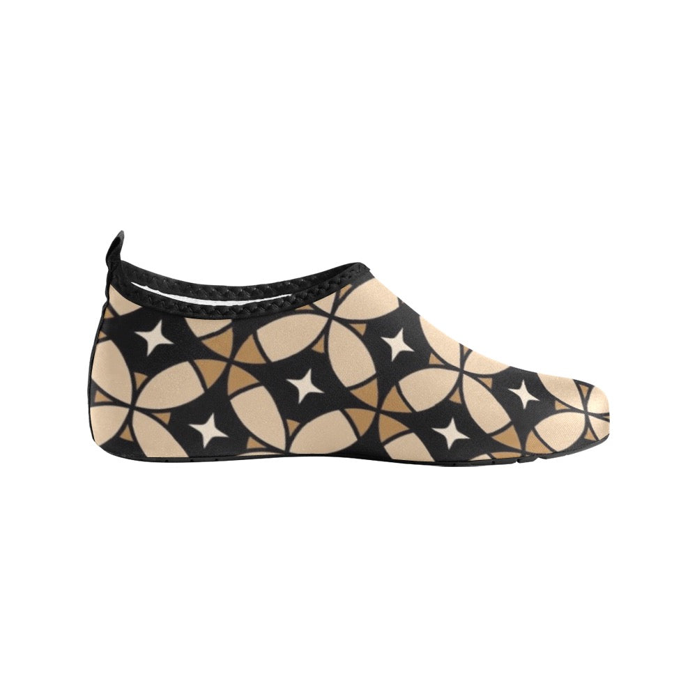 Black & Brown Geometric Kids' Slip-On Water Shoes