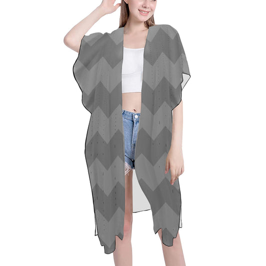 Gray Zigzag Chiffon Cover Ups