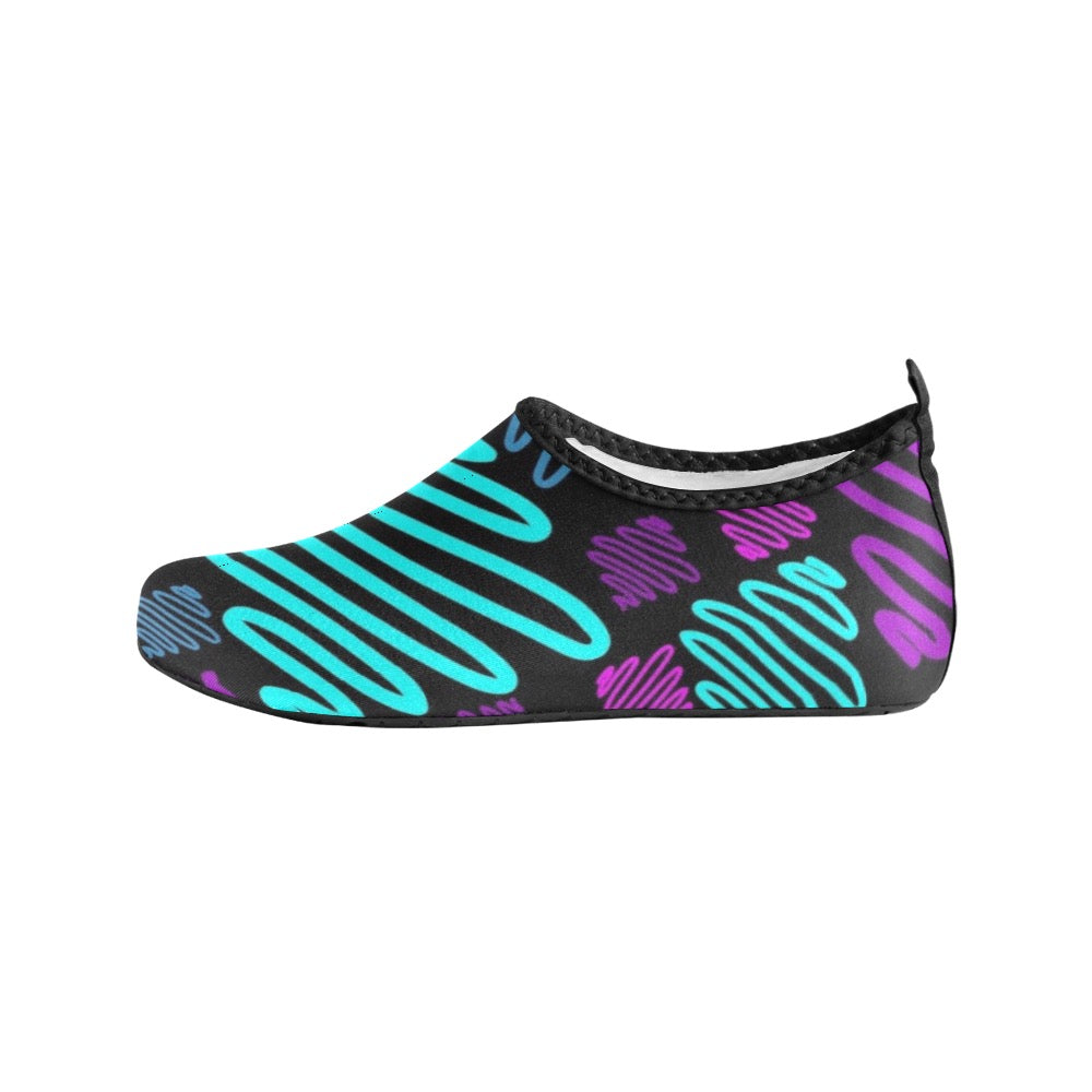 Pink and Teal Patterns Kids' Slip-On Water Shoes