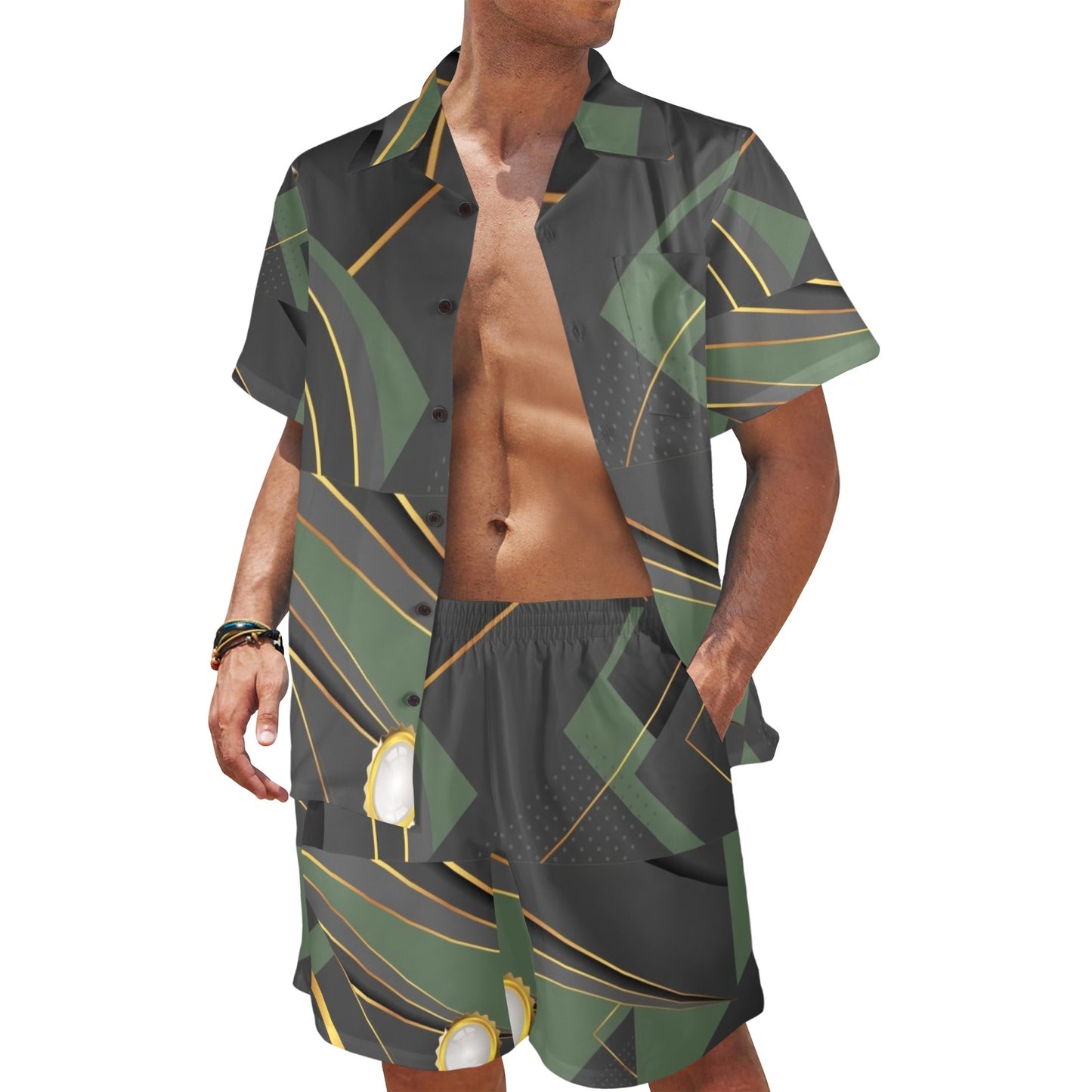 Green Abstract Men's Outfit