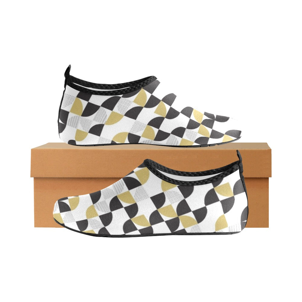 Black & Tan Geometrics Kids' Slip-On Water Shoes