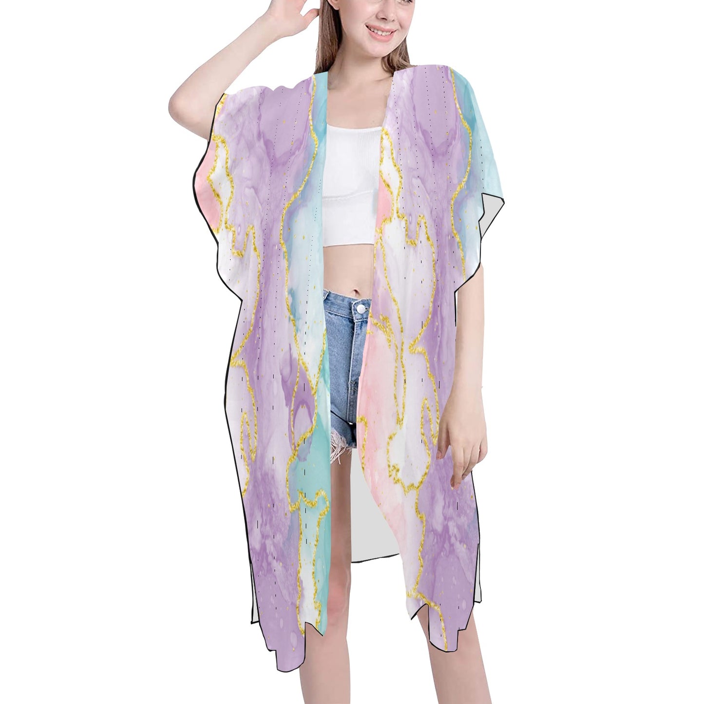 Pastel Marble Chiffon Cover Ups