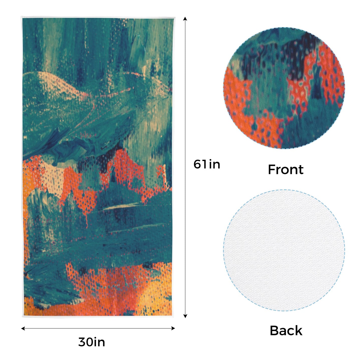 Fire Greenish Quick-Dry Beach Towel 30"x61"