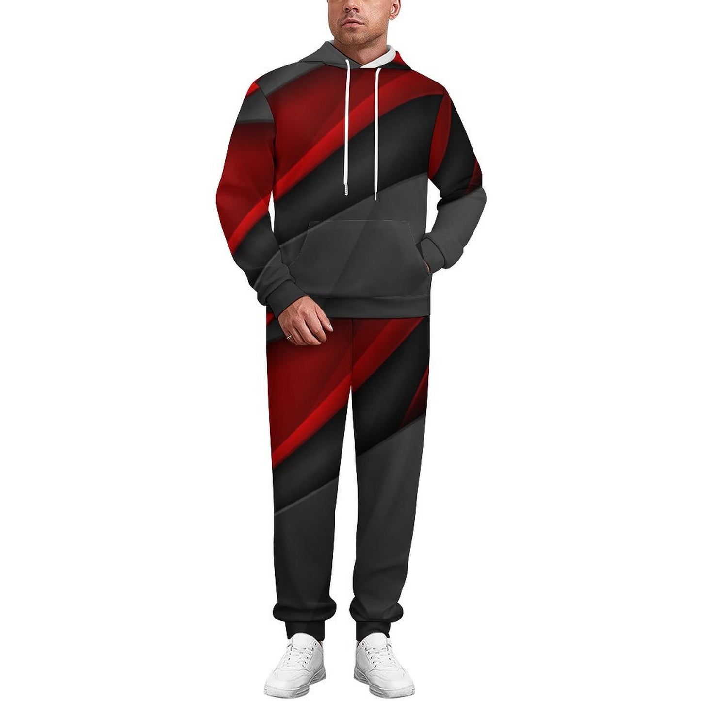 Black and Red Sharp Adult Hoodie Set