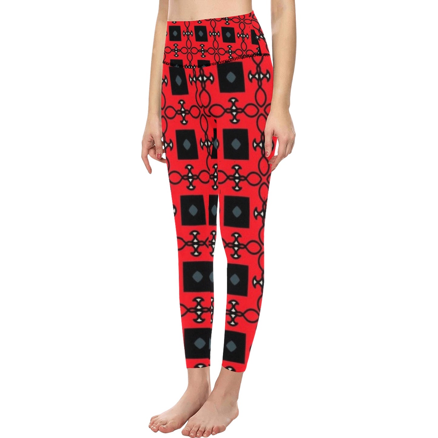 Black and Red Fashions High-Waisted Leggings