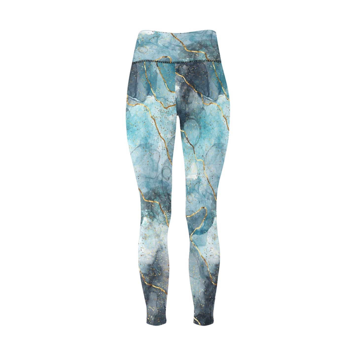 Teal Marble High-Waisted Leggings