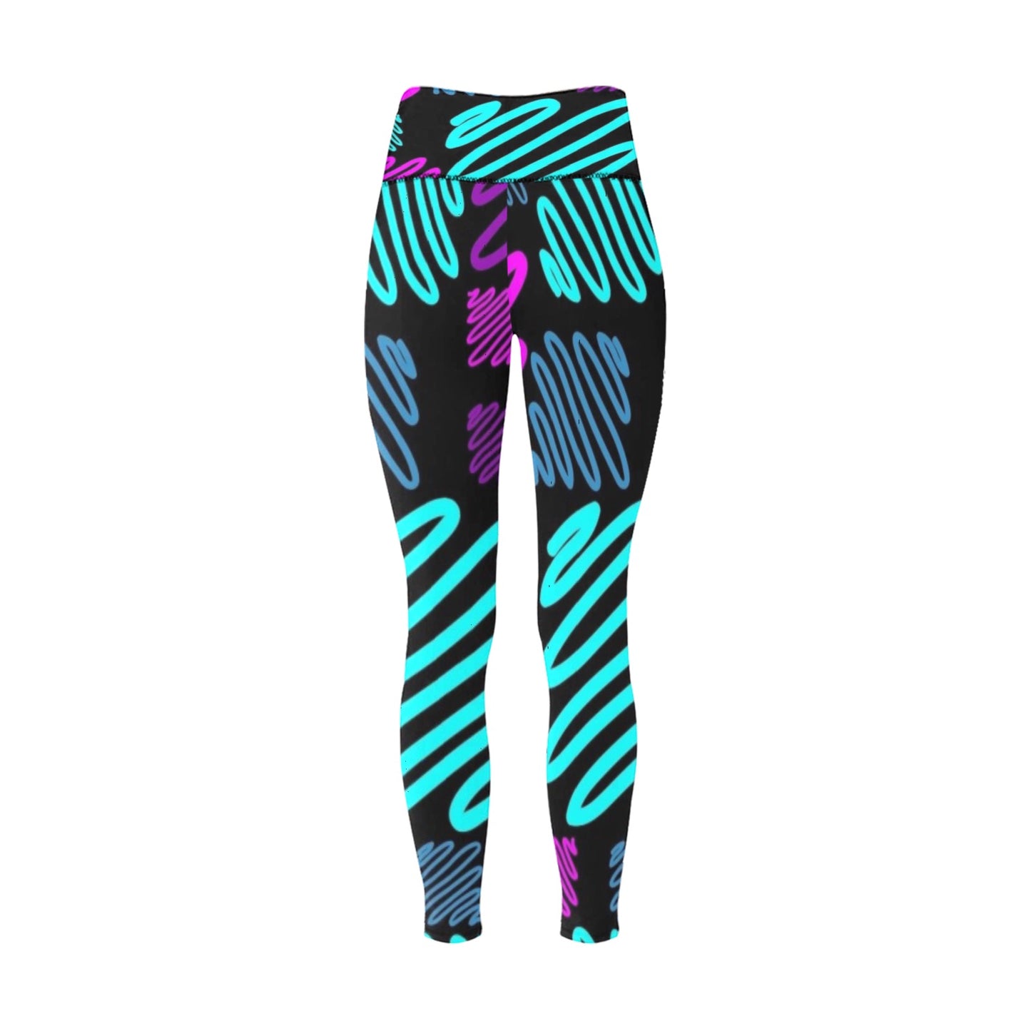 Pink and Teal High-Waisted Leggings