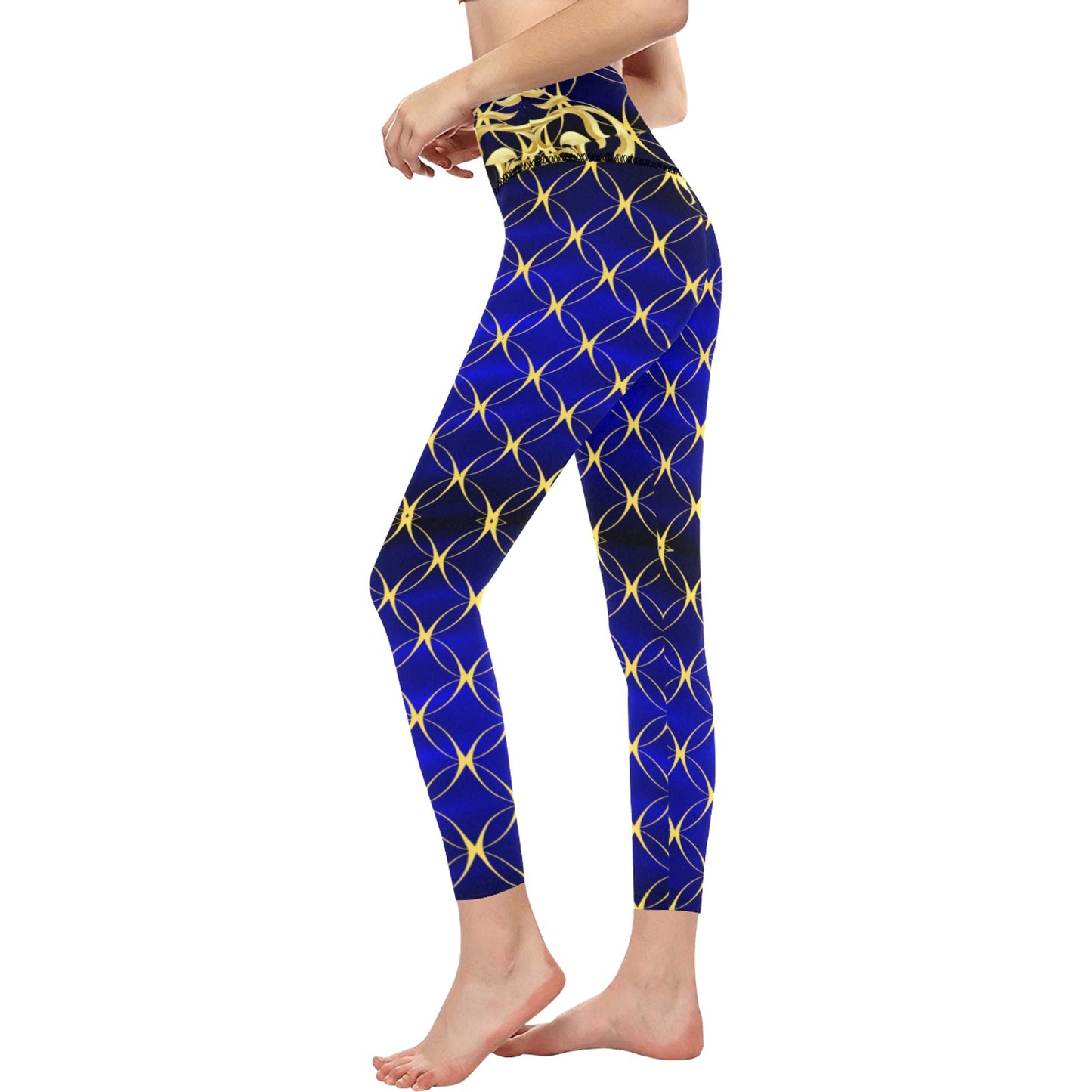 Royal Blue Fashion High-Waisted Leggings