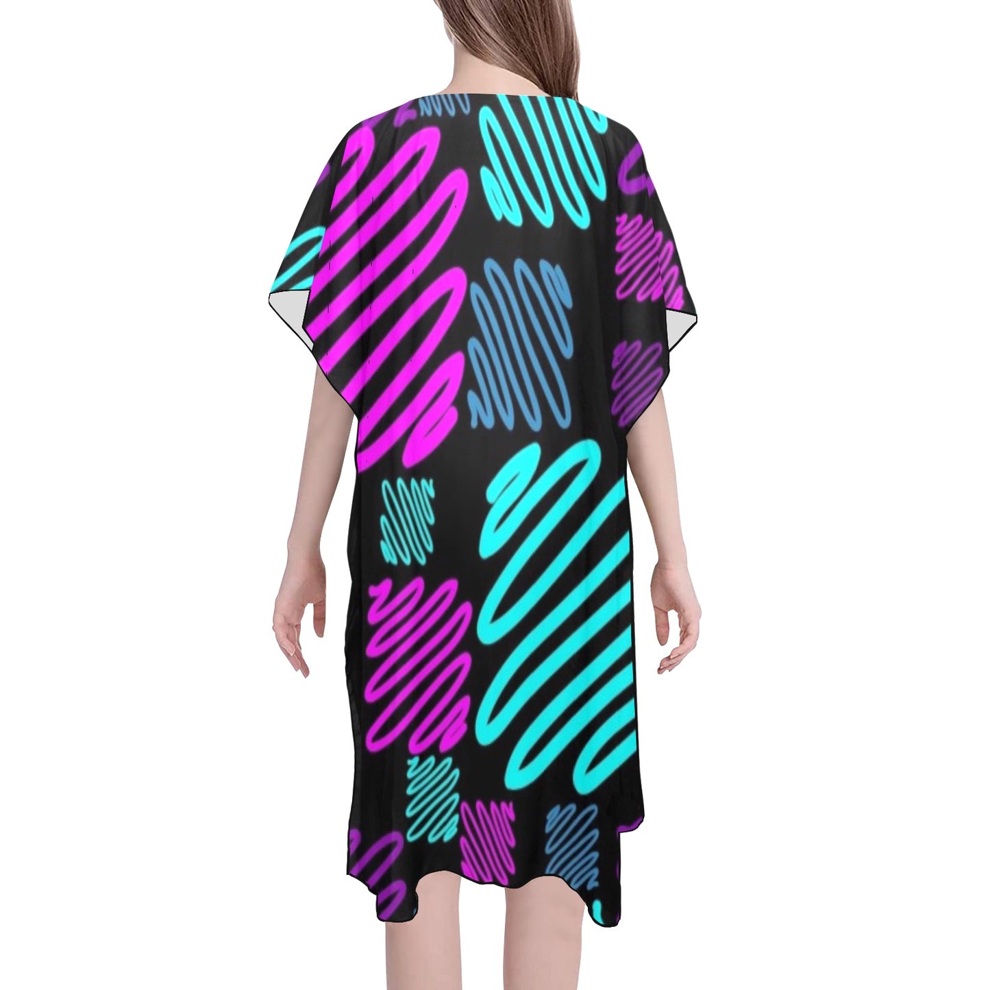 Pink and Teal Pattern Chiffon Cover Ups