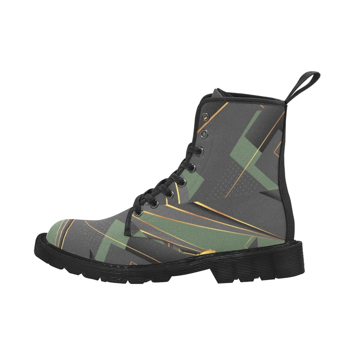 Green Abstract Custom Canvas Boots for Men