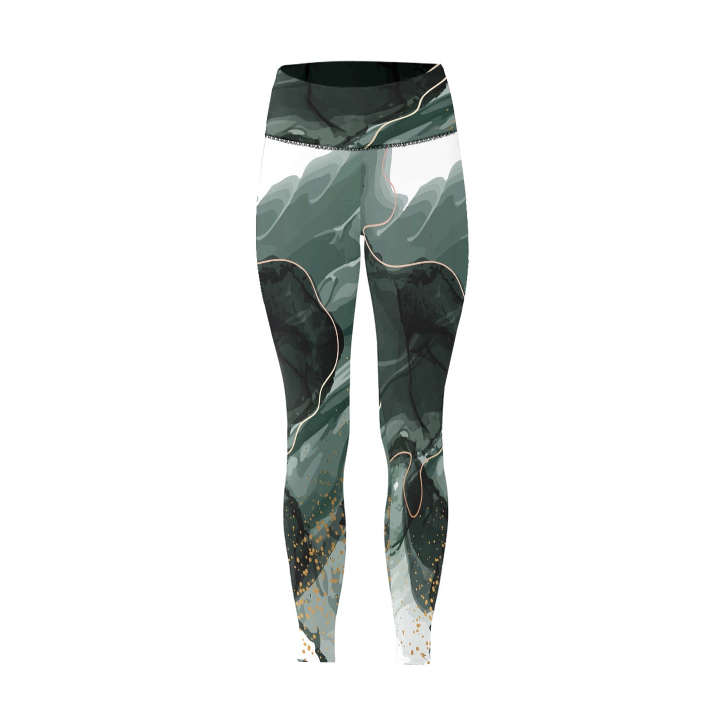 Green Marble High-Waisted Leggings