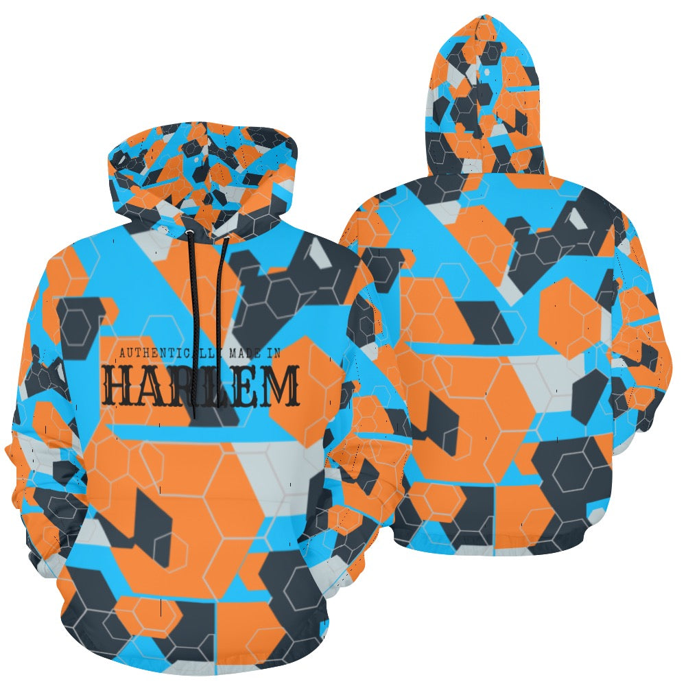 Blue and Orange Geometric- Harlem Hoodie for Men