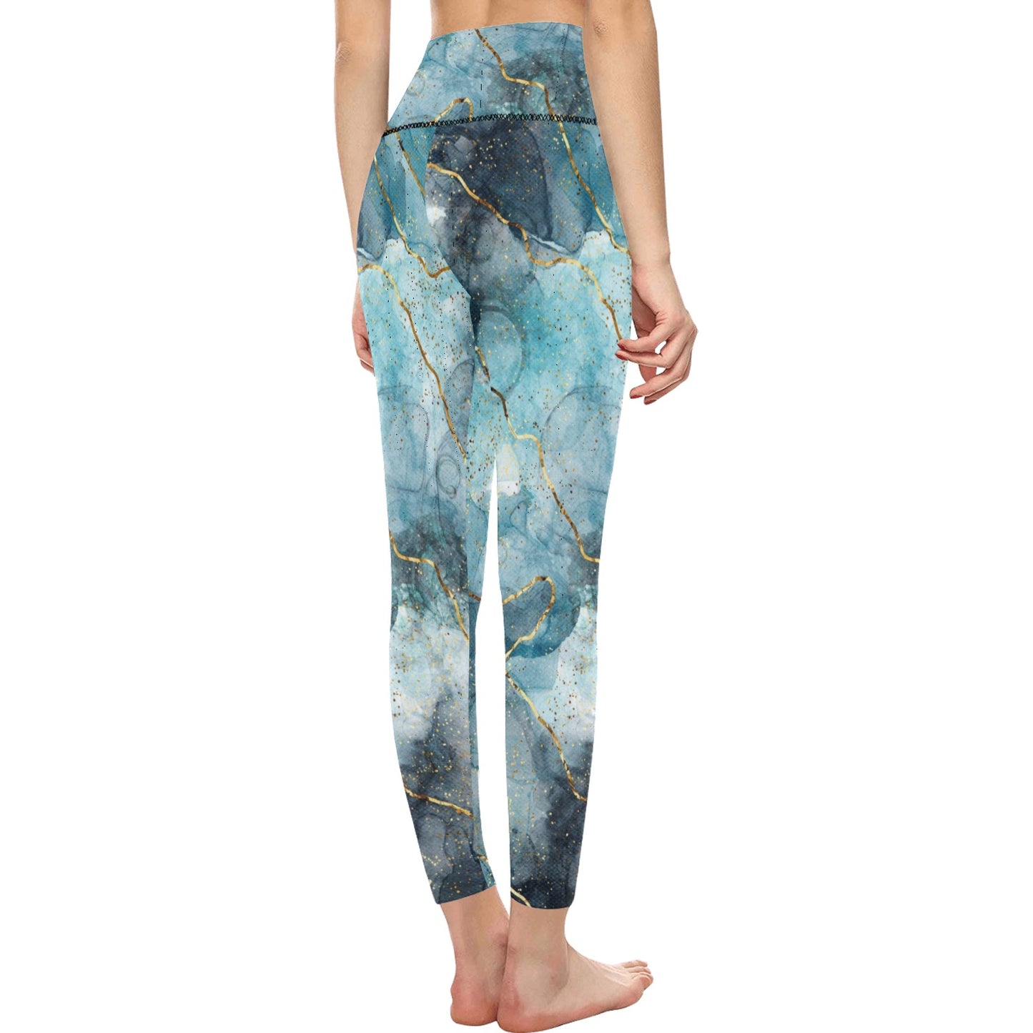 Teal Marble High-Waisted Leggings