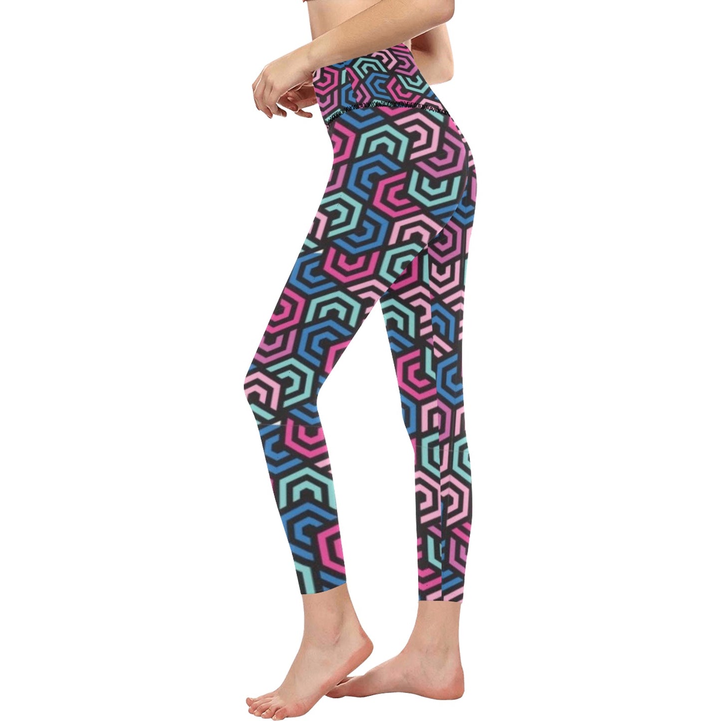 Colorful Polygon High-Waisted Leggings