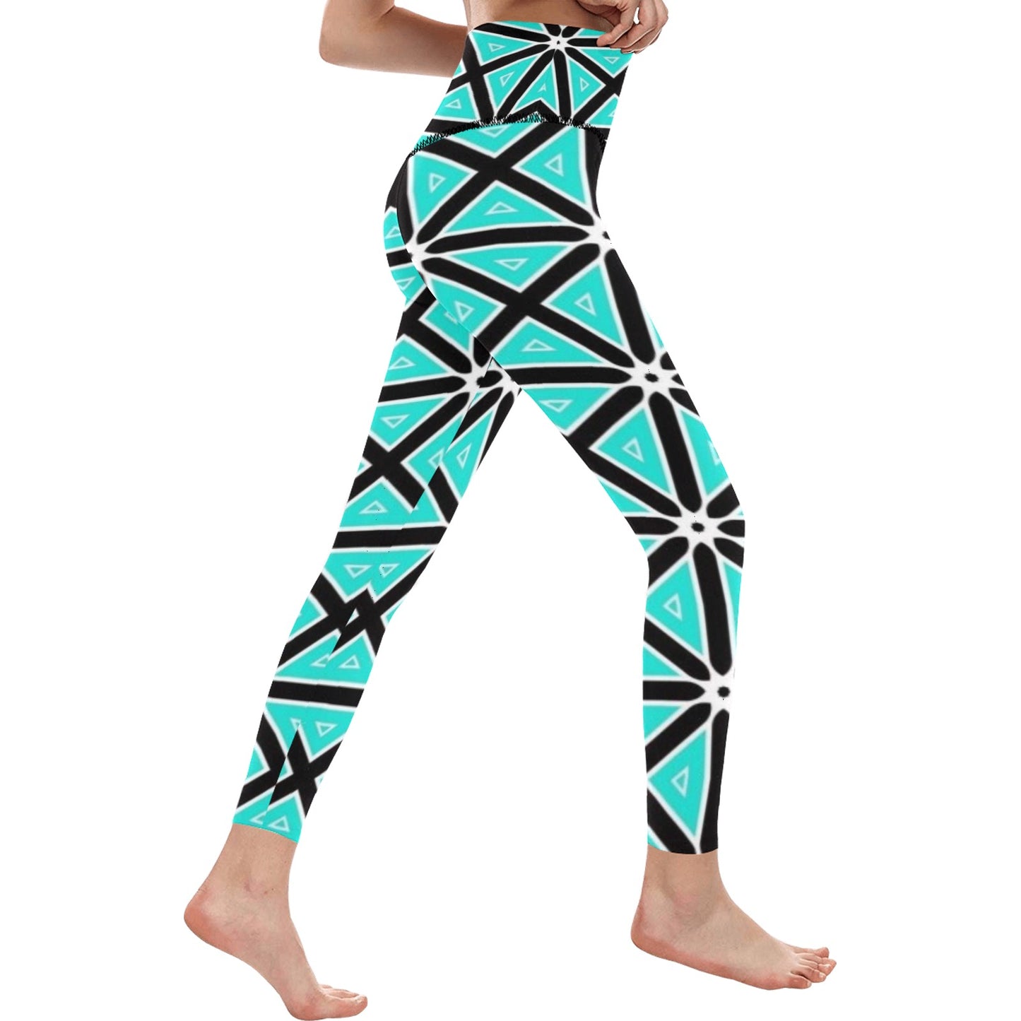 Teal Boxes High-Waisted Leggings