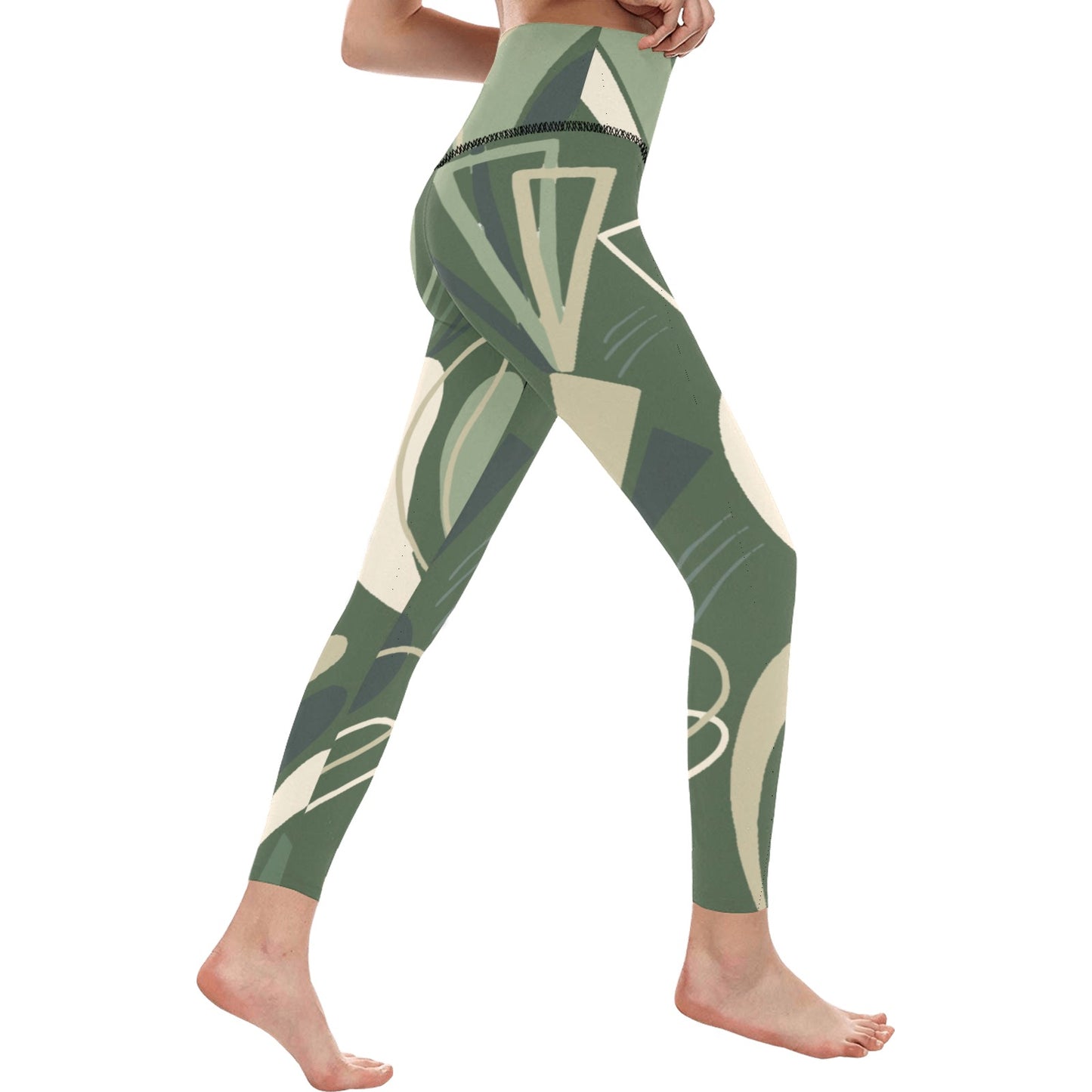 Green Angles High-Waisted Leggings