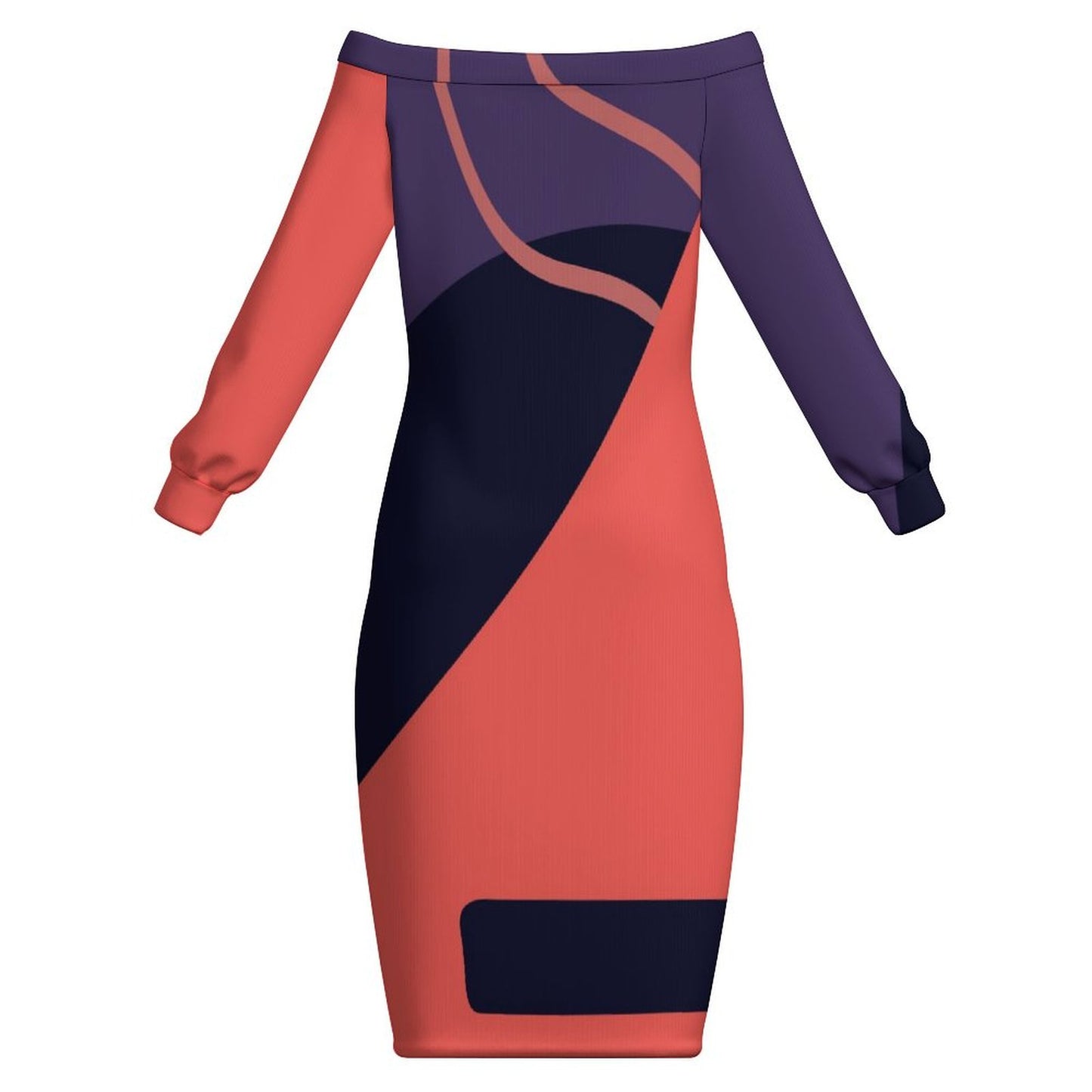 Orange You Off-the-Shoulder Long Sleeve Dress