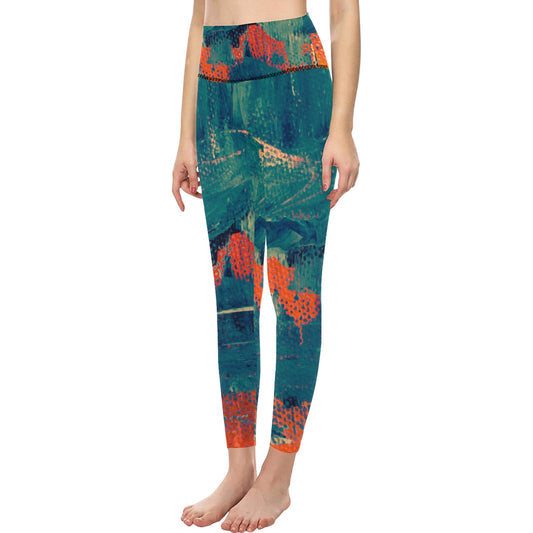 Fire Greenish High-Waisted Leggings