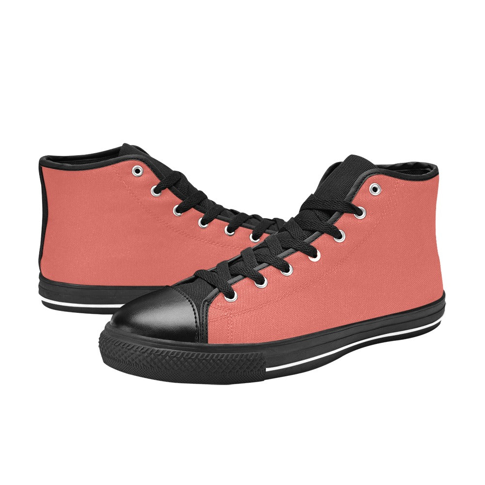Salmon Men's High Top Canvas Shoes