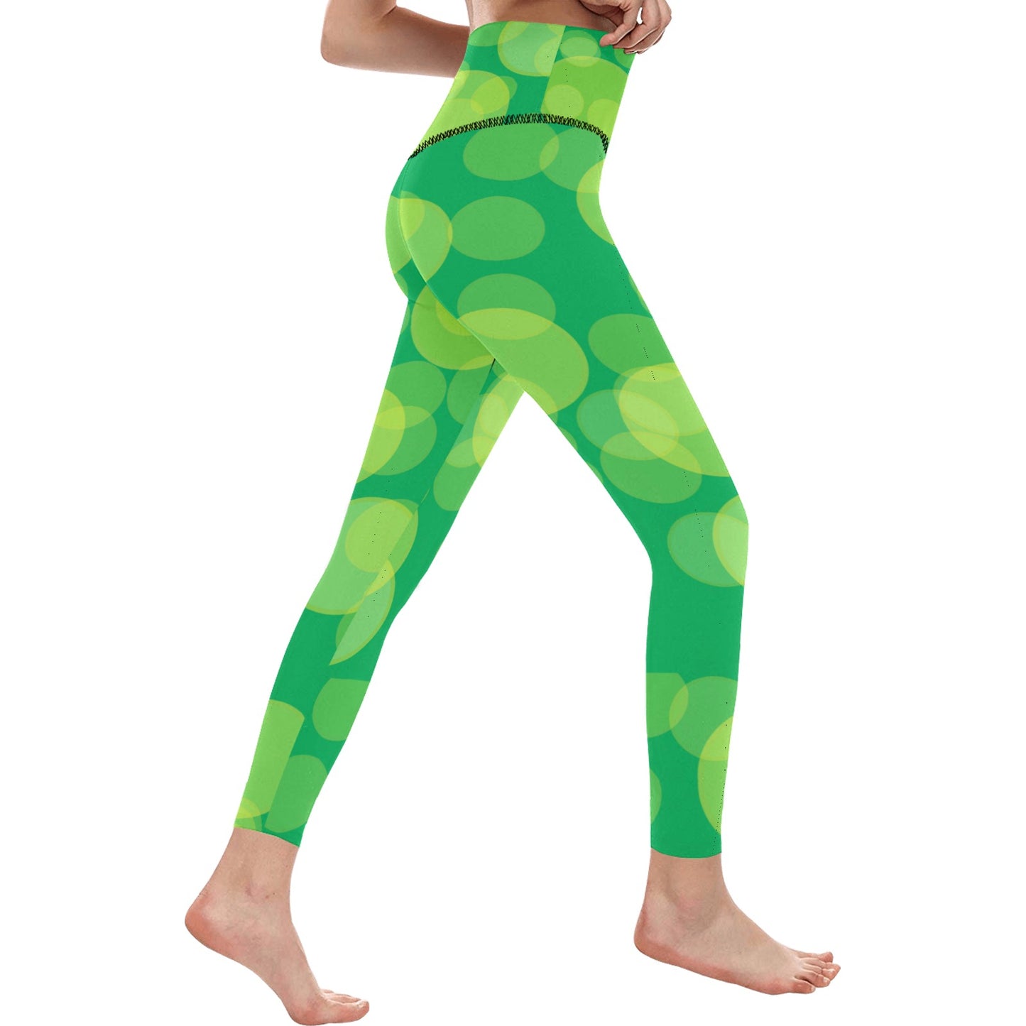 Lime Circles High-Waisted Leggings