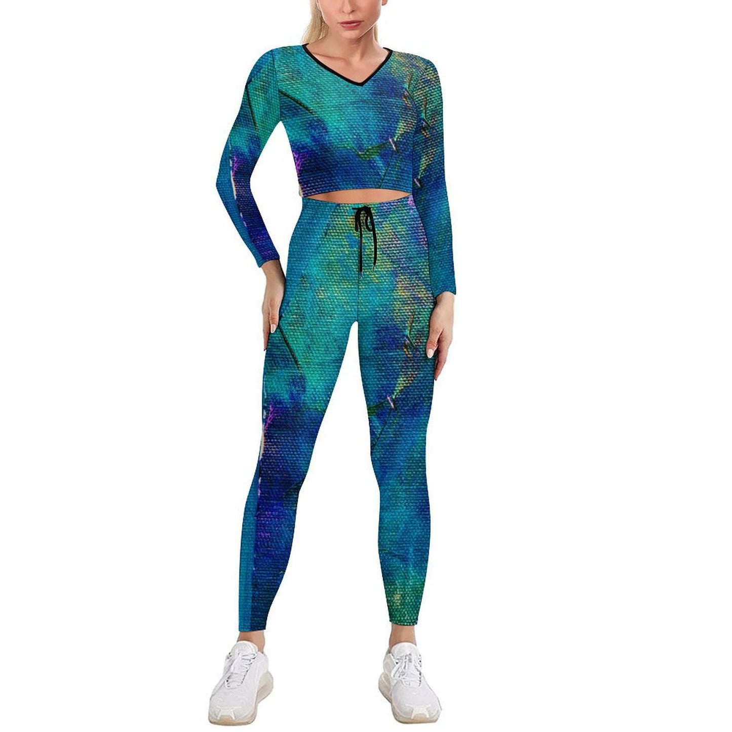 Canvas V-neck Long Sleeve Yoga Set