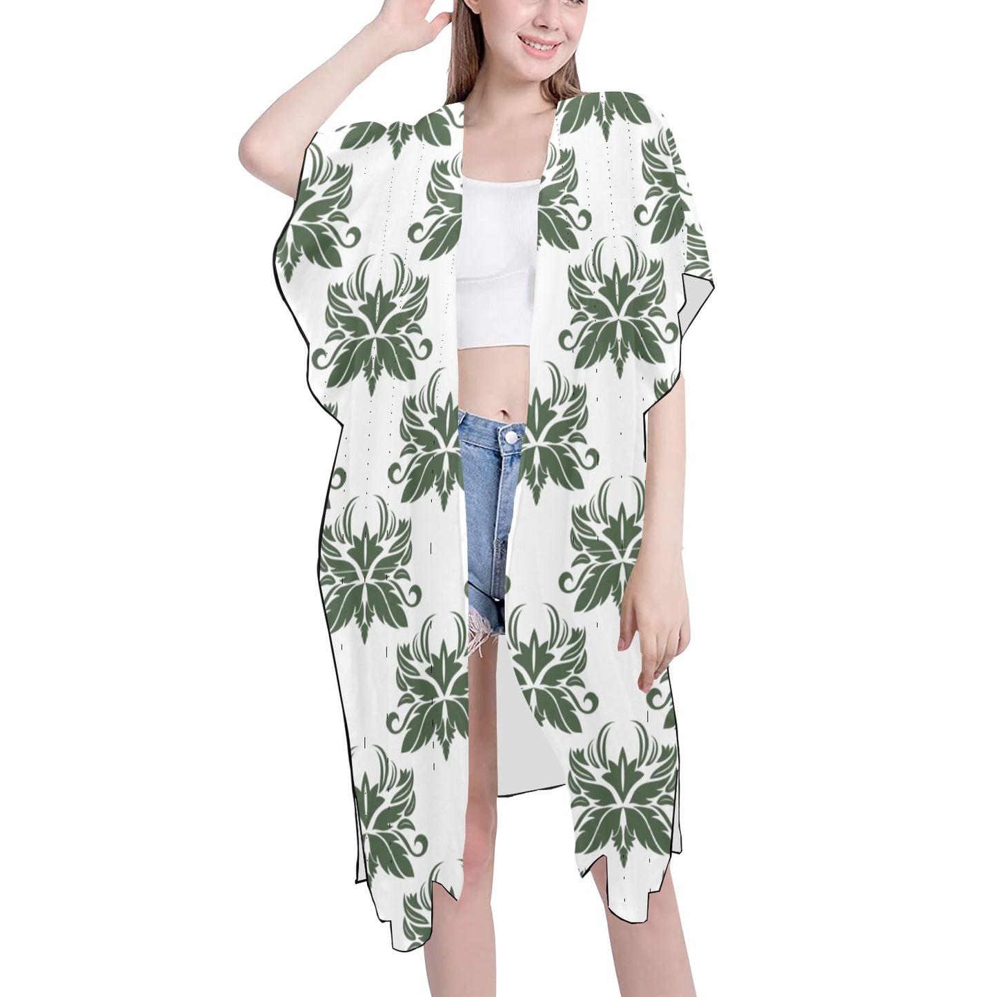 White & Green Chiffon Cover Ups