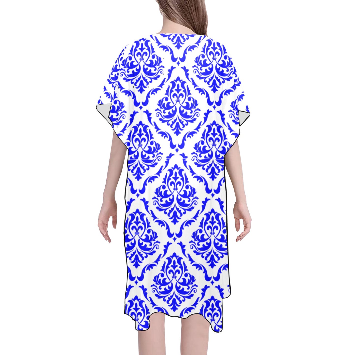 White & Royal Blue Chiffon Cover Ups