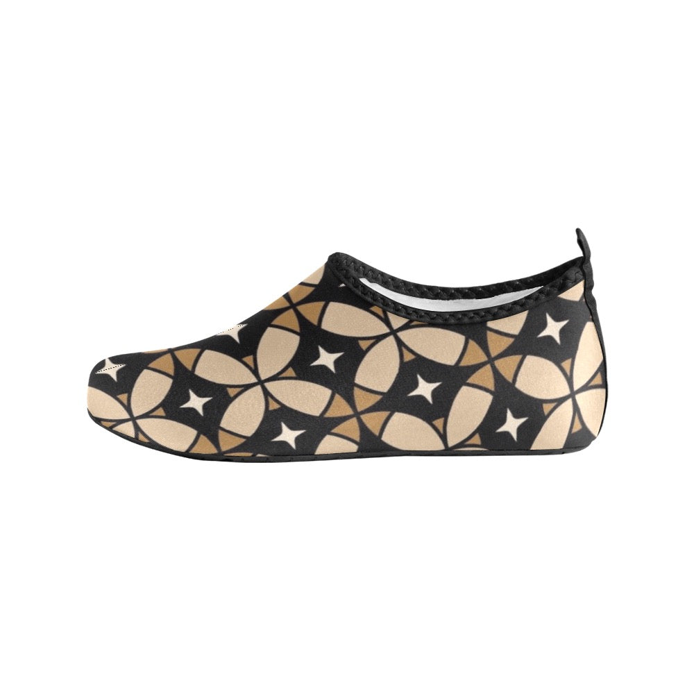 Black & Brown Geometric Kids' Slip-On Water Shoes