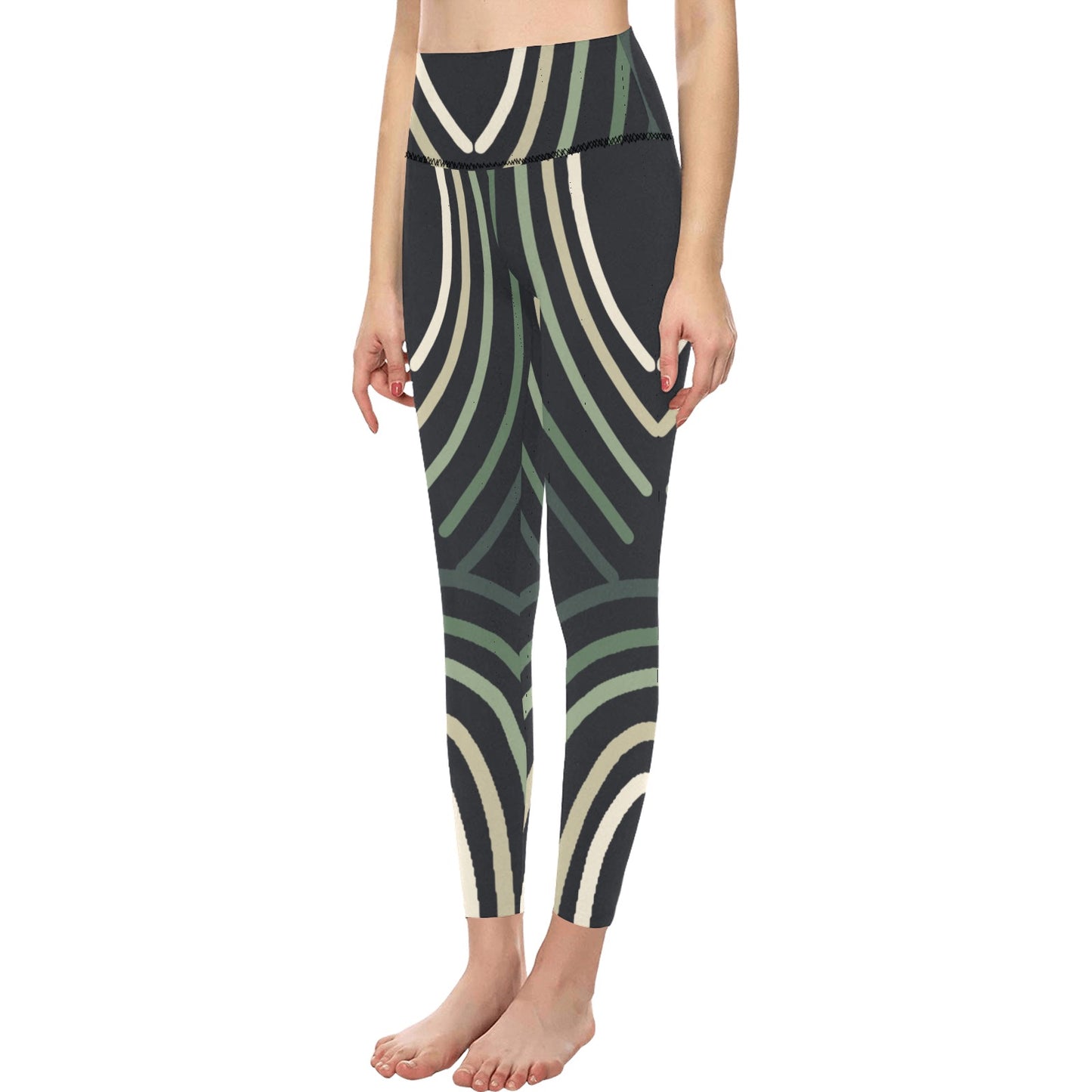 Green Lines High-Waisted Leggings