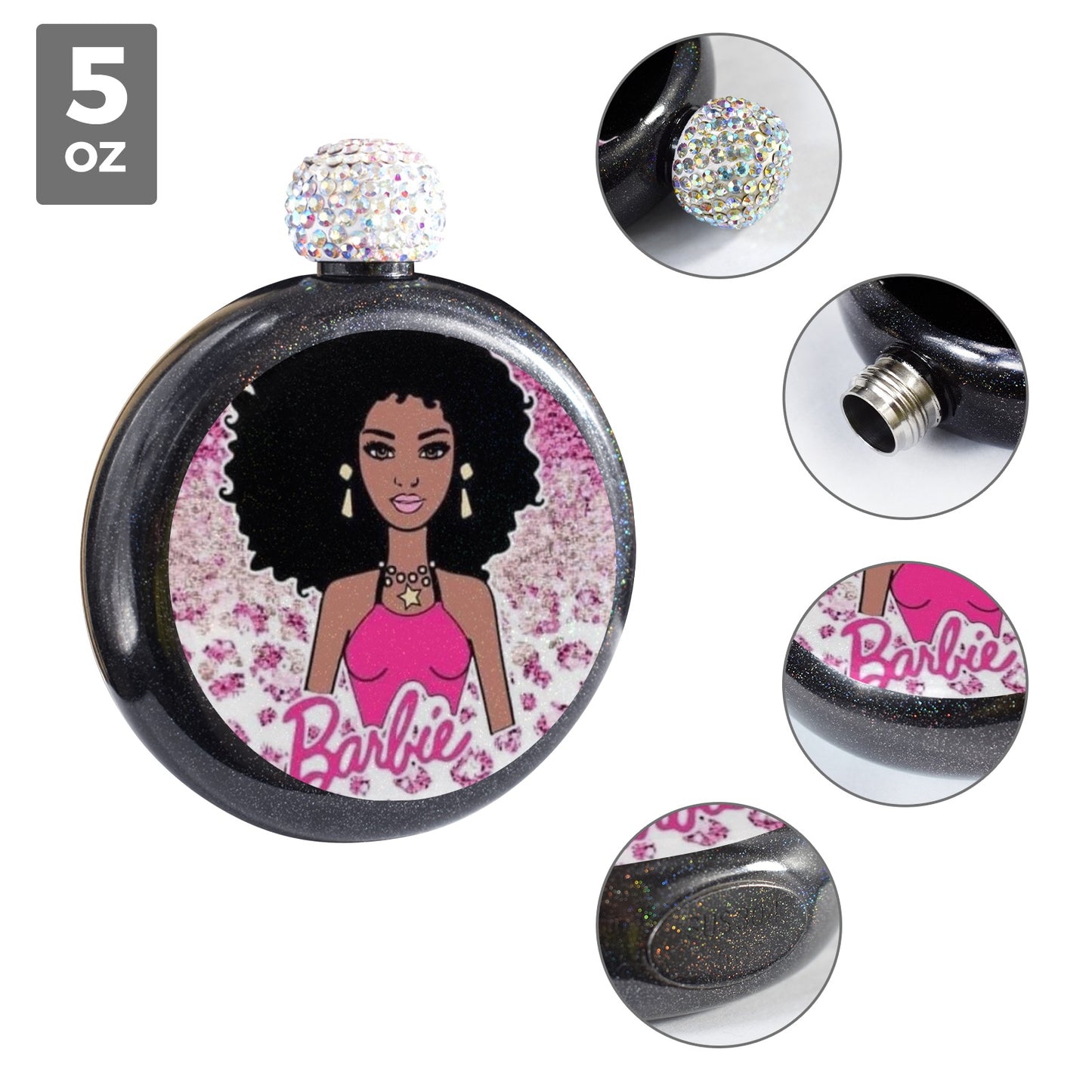 Barbie 5oz Round Hip Flask