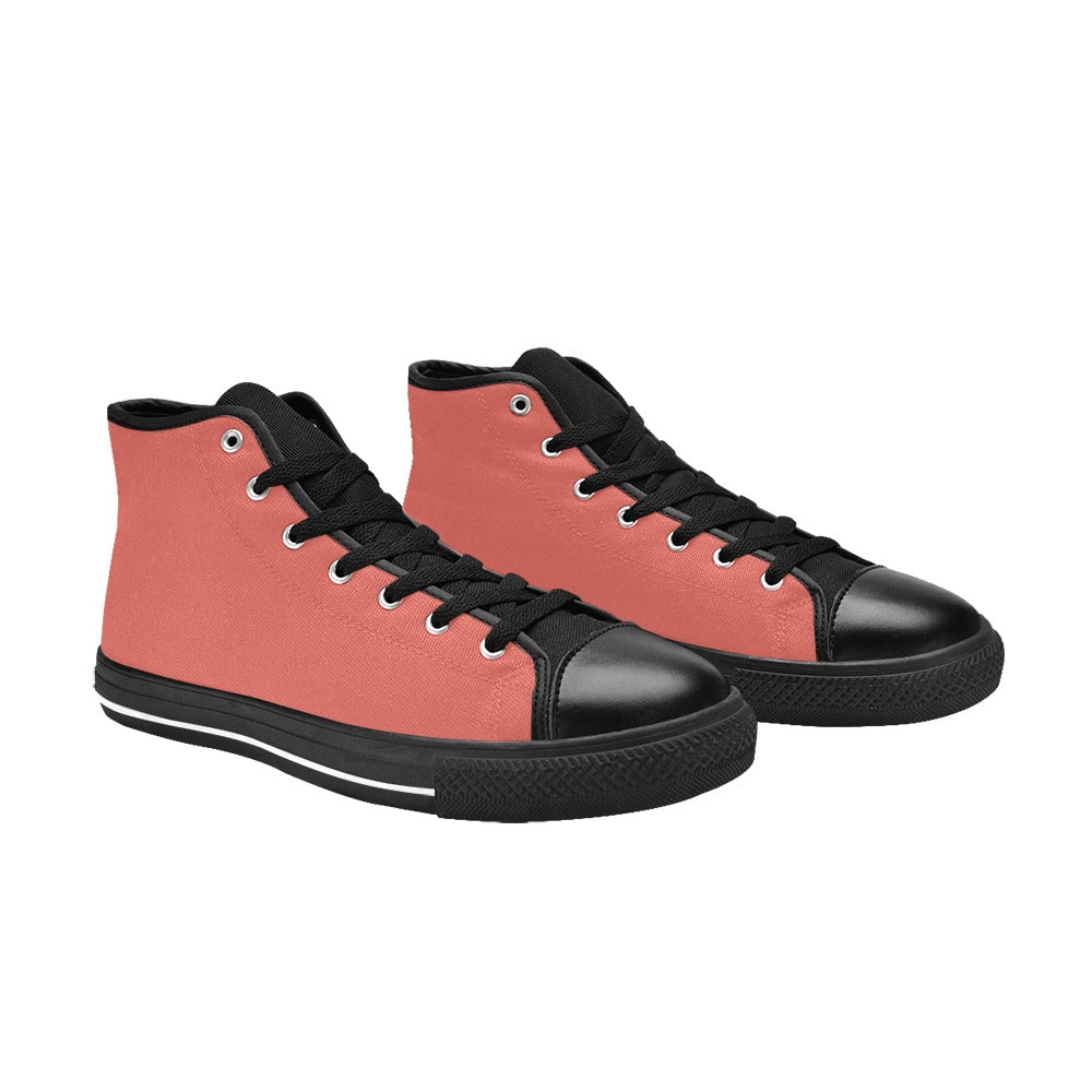 Salmon Men's High Top Canvas Shoes