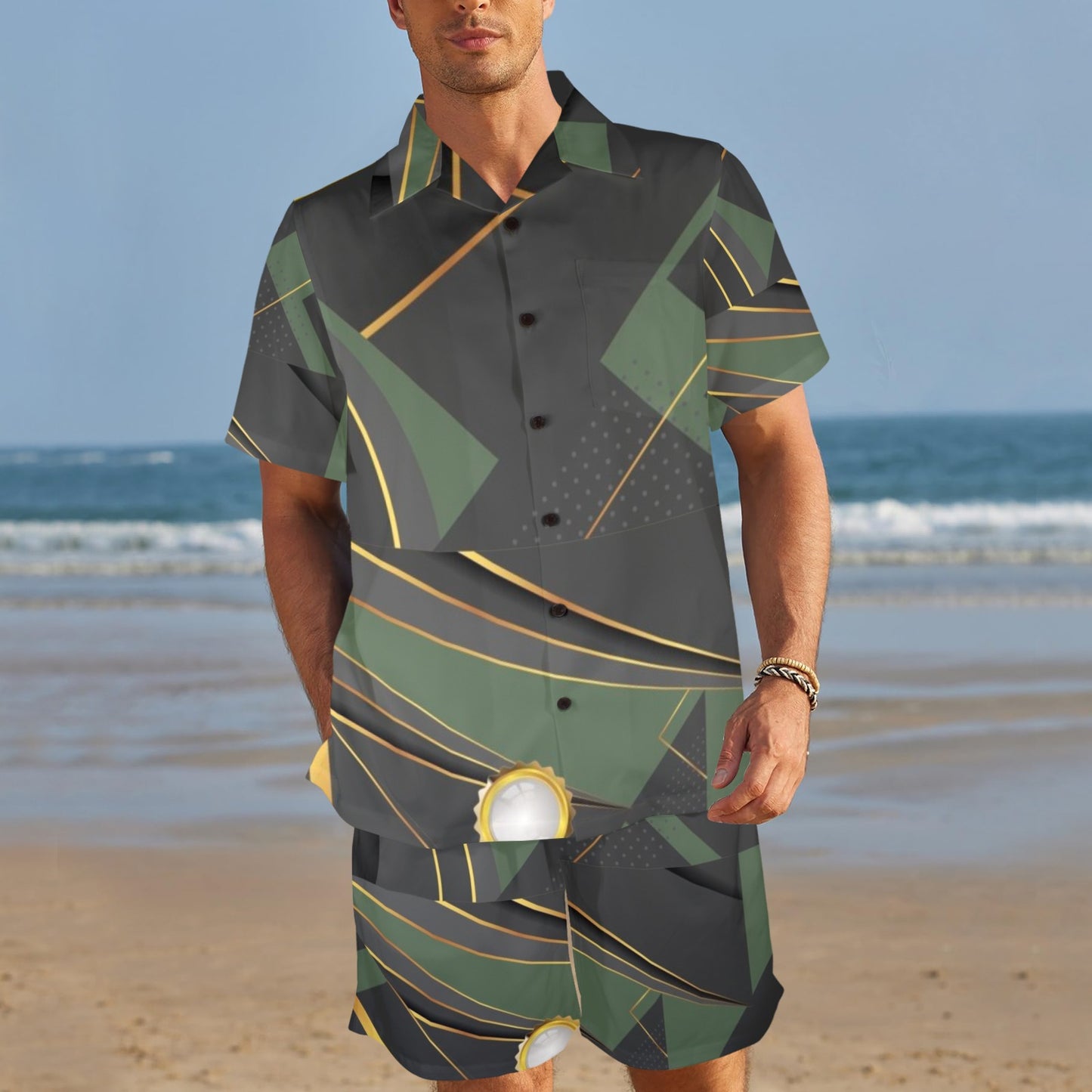 Green Abstract Men's Outfit