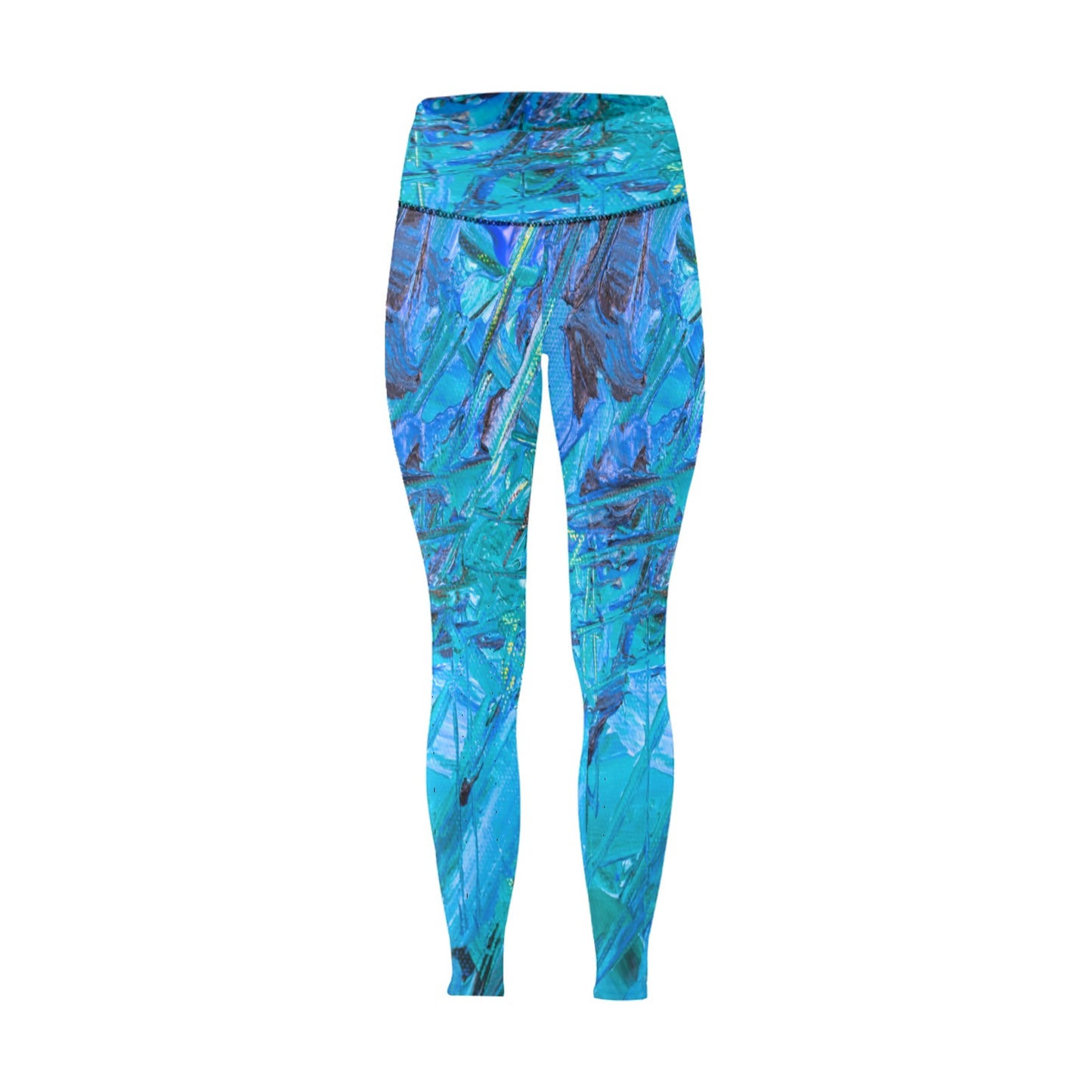 Blue & Aqua Women's High-Waisted Leggings