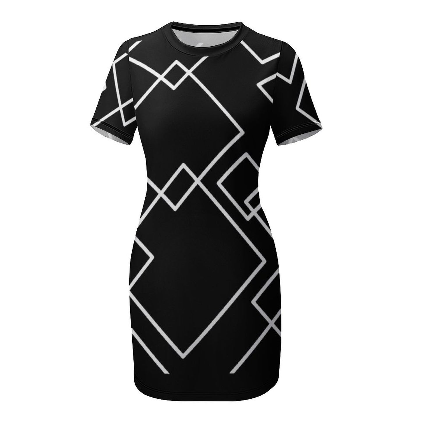 Black Squared Short Sleeve Dress