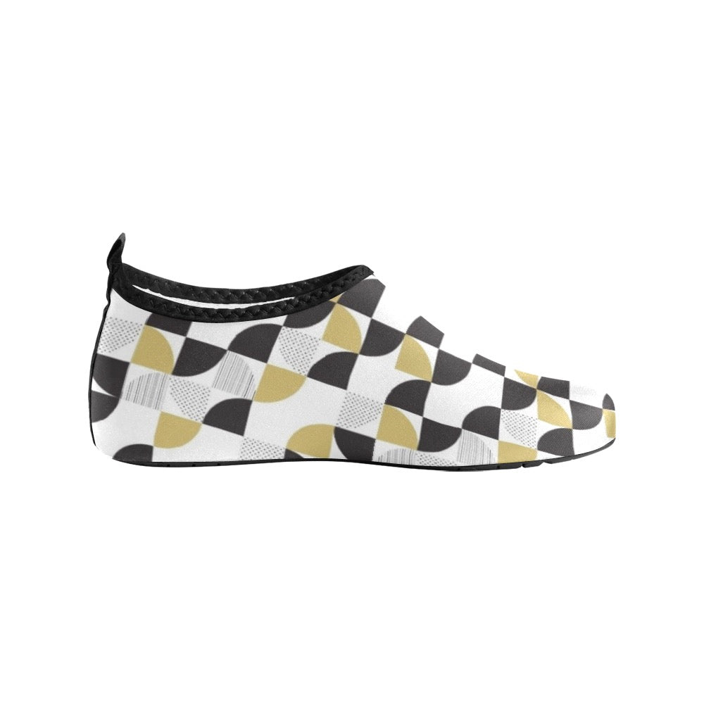 Black & Tan Geometrics Kids' Slip-On Water Shoes